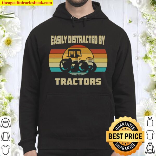 Vintage Tractor Lovers Easily Distracted by Tractors Hoodie
