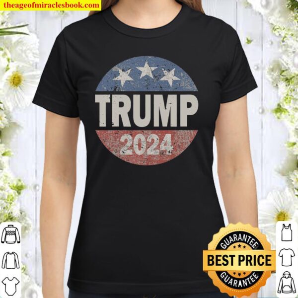 Vintage Trump 2024 American flag Classic Women T-Shirt