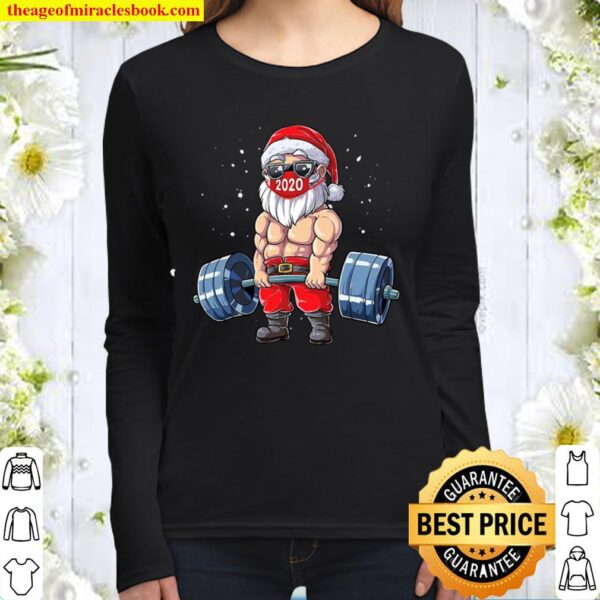 Weight Lifting Santa Christmas 2020 Just One More I Promise Women Long Sleeved