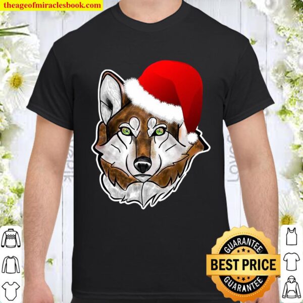 Wolf Santa Hat Christmas Gift For Wolves Lovers Shirt