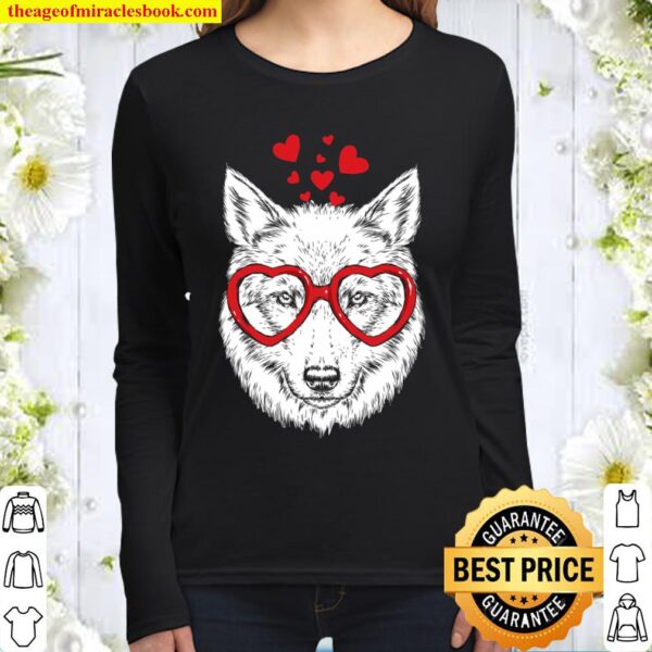 Wolf Sunglasses Love Funny Cute Wolf Valentine Gift Heart Women Long Sleeved