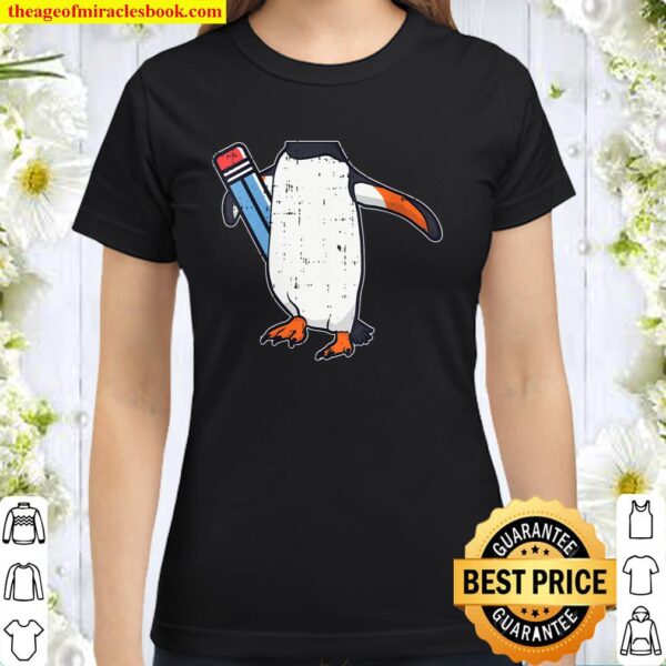 Womens 100 Days Of School Penguin Costume Teacher Student Gifts V-Neck Classic Women T-Shirt