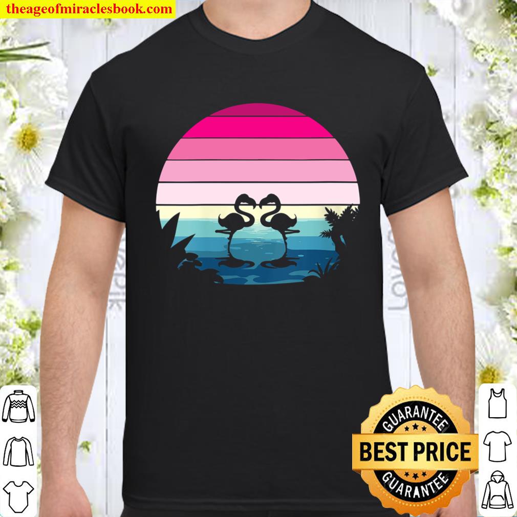 Womens Cute Flamingos In Love – Girls Women’s Graphic V-Neck T-Shirt