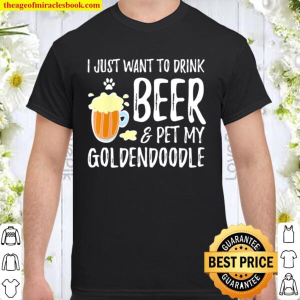 Womens Goldendoodle Dog Lover Beer Funny Dog Mom V-Neck Shirt