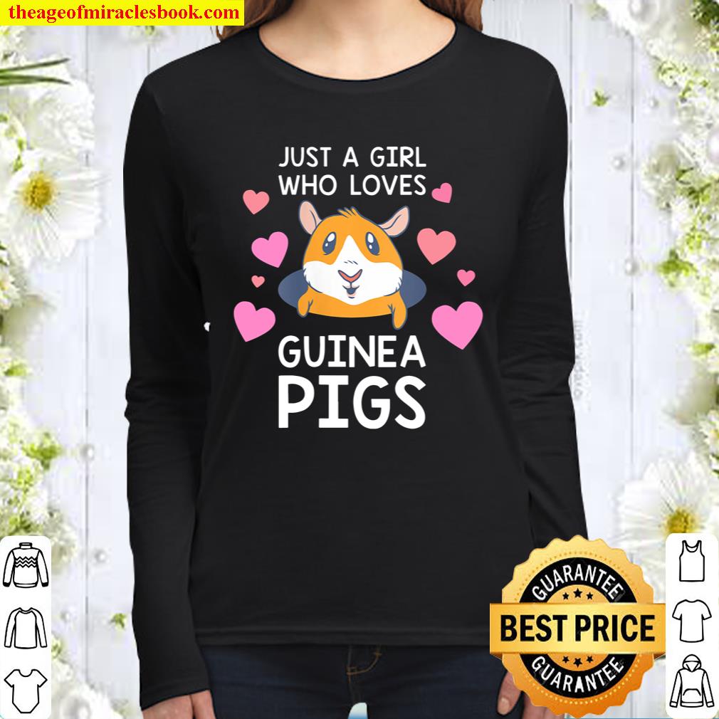Womens Guinea Pig Shirt Just a Girl Who Loves Guinea Pigs V-Neck Women Long Sleeved