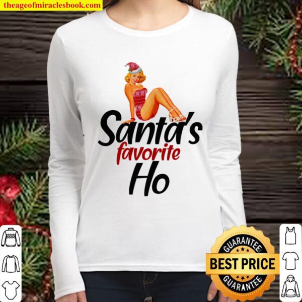 Womens Santa_s Favorite Ho Funny Womens Shirt Christmas Party Gift Women Long Sleeved