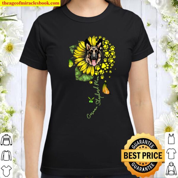 Womens Sunflower German Shepherd Mom Dog Lover Gifts Classic Women T-Shirt