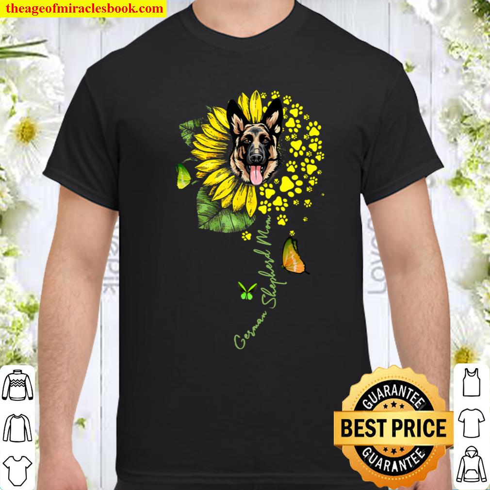 Womens Sunflower German Shepherd Mom Dog Lover Gifts New Shirt