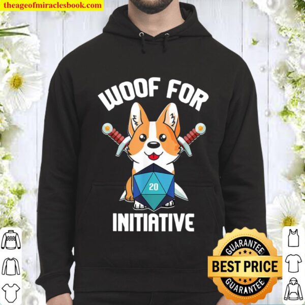 Woof For Initiative Funny Corgi D20 Rpg Dungeons And Dogs Hoodie