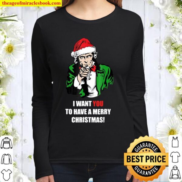 Xmas Uncle Sam I Want You To Have A Merry Christmas Women Long Sleeved