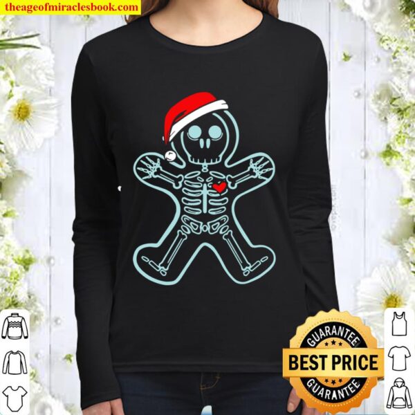 Xray Gingerbread Man Skeleton Christmas Women Long Sleeved