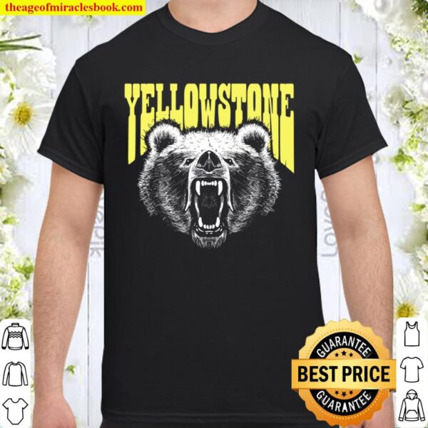 Yellowstone Growling Grizzly Bear Illustration Retro Vintage Shirt