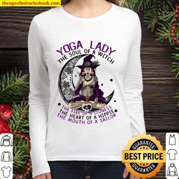 Yoga lady the soul of a witch the fire of a lioness the heart of a hip Women Long Sleeved