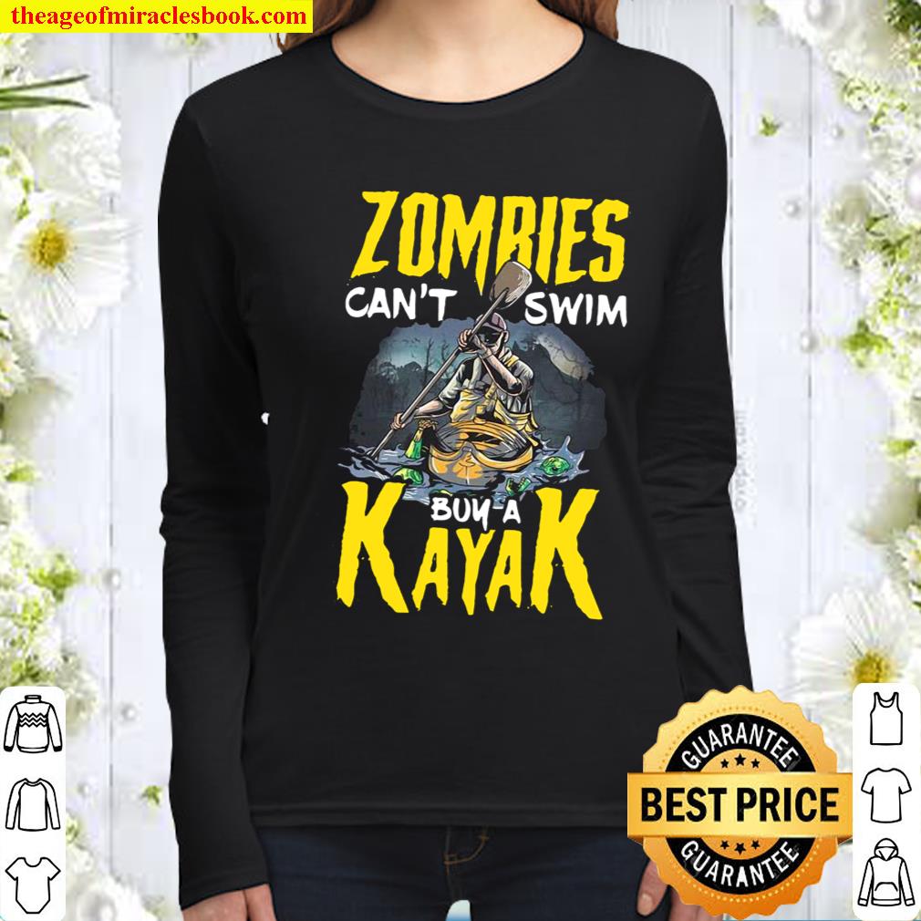 Zomries Can’t Swim Bum A Kayak Women Long Sleeved