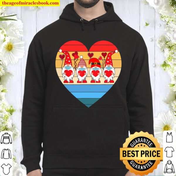 vintage Gnome wear mask with heart Valentine Day gifts Hoodie