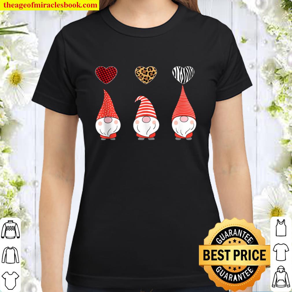 3 Wise Gnomes Heart Leopard Red Plaid Zibra Valentine_s Day Classic Women T-Shirt