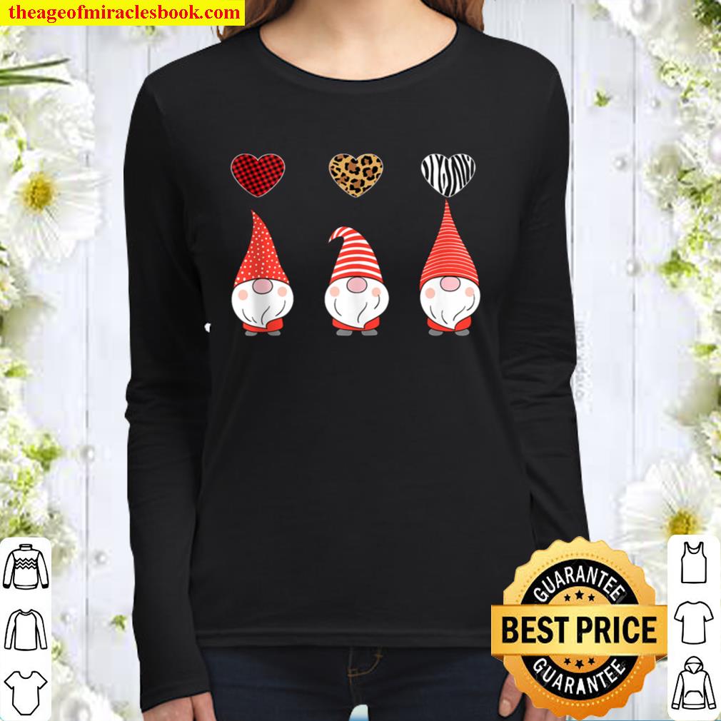 3 Wise Gnomes Heart Leopard Red Plaid Zibra Valentine_s Day Women Long Sleeved