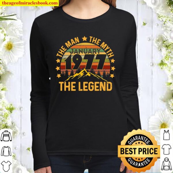 44 Years Old Birthday Gifts The Man Myth Legend January 1977 Ver2 Women Long Sleeved