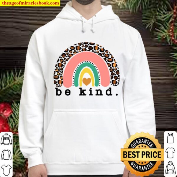 Be Kind Leopard Boho Rainbow Trendy Youth _ Design Hoodie