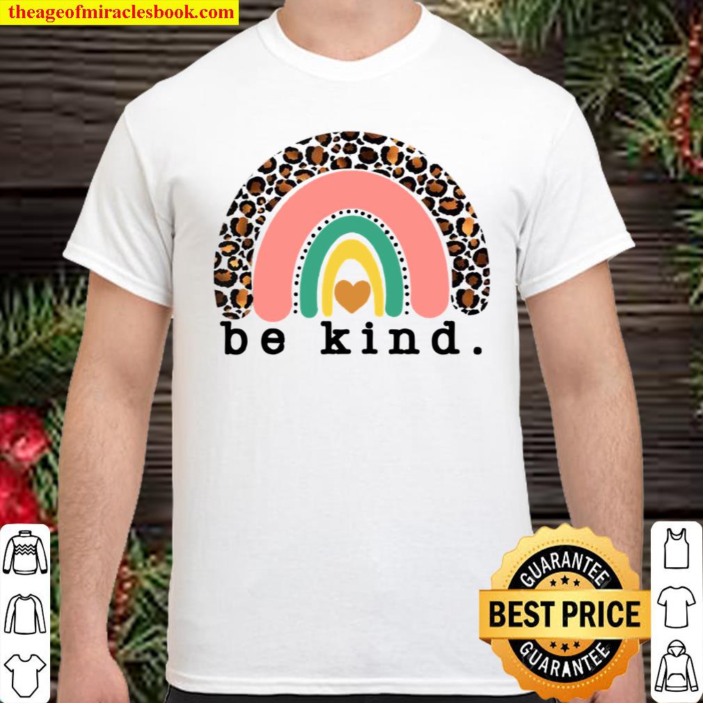 Be Kind Leopard Boho Rainbow Trendy Youth & Design Shirt