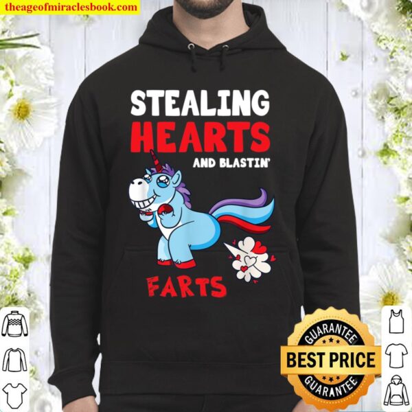 Boys Valentines Day Kids Funny Unicorn Farting Hearts Hoodie