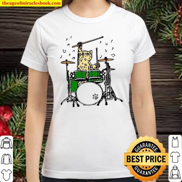 Cat Playing Drums Classic Women T-Shirt