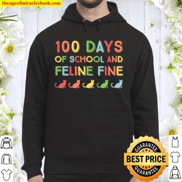 Cute 100 Days of School Funny Cat Pun Teacher Boys Girls Hoodie