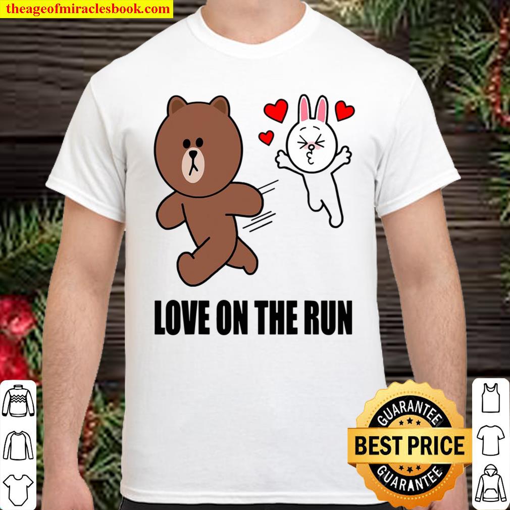 Cute Brown Bear Cony Bunny Rabbit Valentines Love On The Run shirt