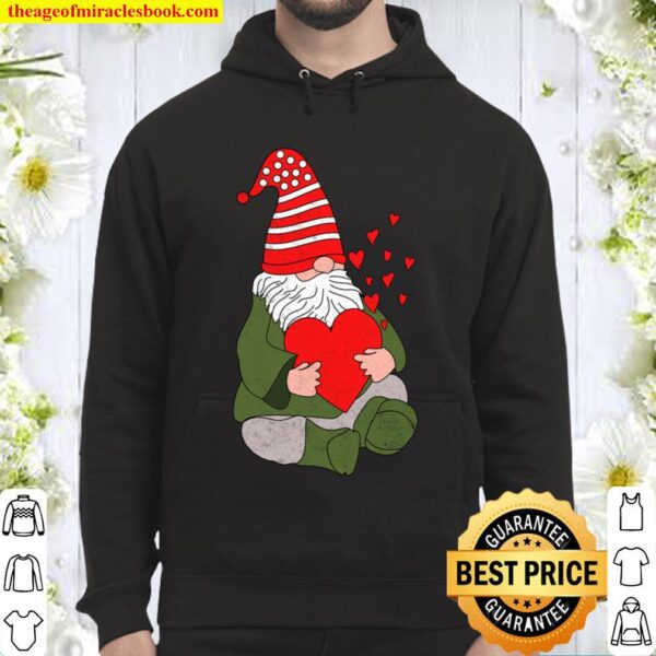 Cute Gnomes Holding Heart Funny Valentine Day Hoodie