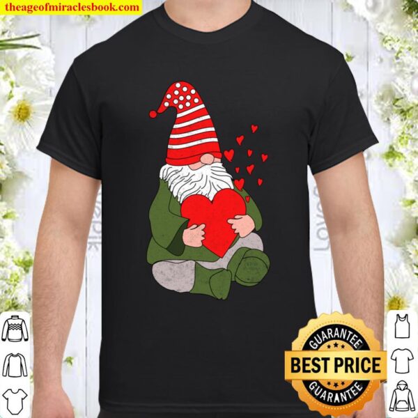 Cute Gnomes Holding Heart Funny Valentine Day Shirt