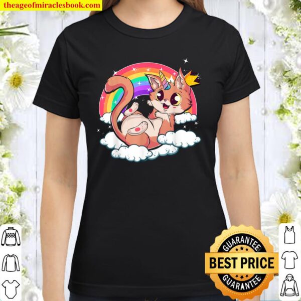 Cute Unicorn Cat Shirt Funny Caticorn Gift Classic Women T-Shirt