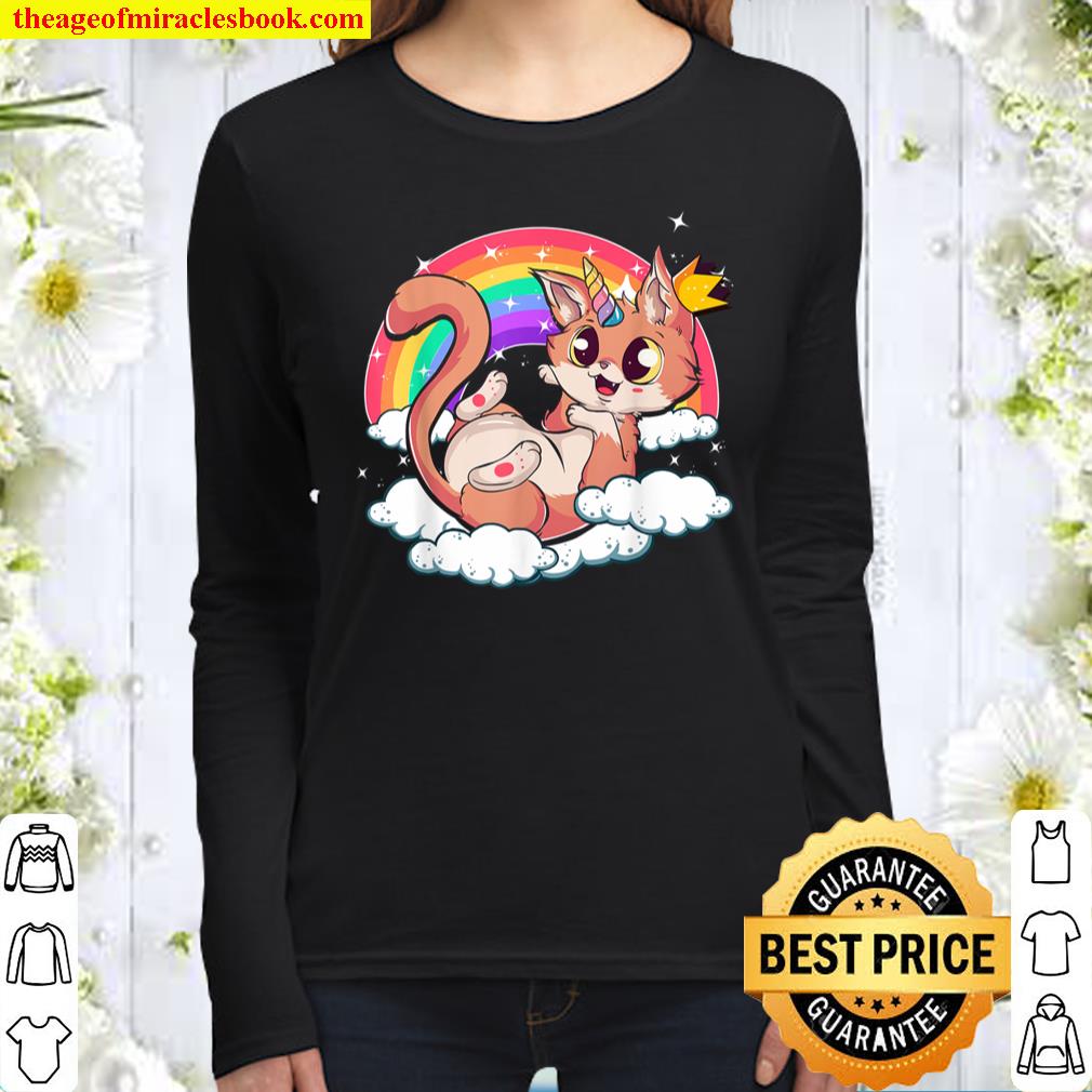 Cute Unicorn Cat Shirt Funny Caticorn Gift Women Long Sleeved