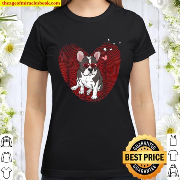 Cute Valentine’s Day French Bulldog Heart Dog Classic Women T-Shirt