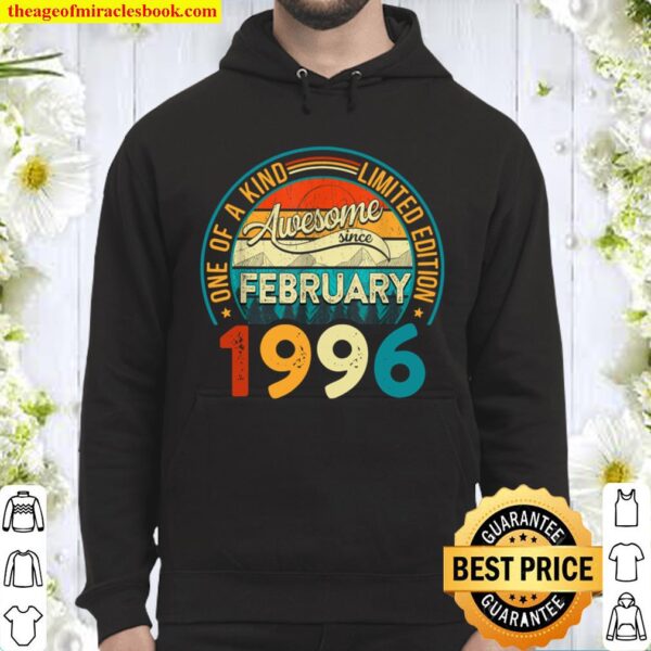 Distressed Vintage Awesome Since February 1996 25 Years Old Hoodie