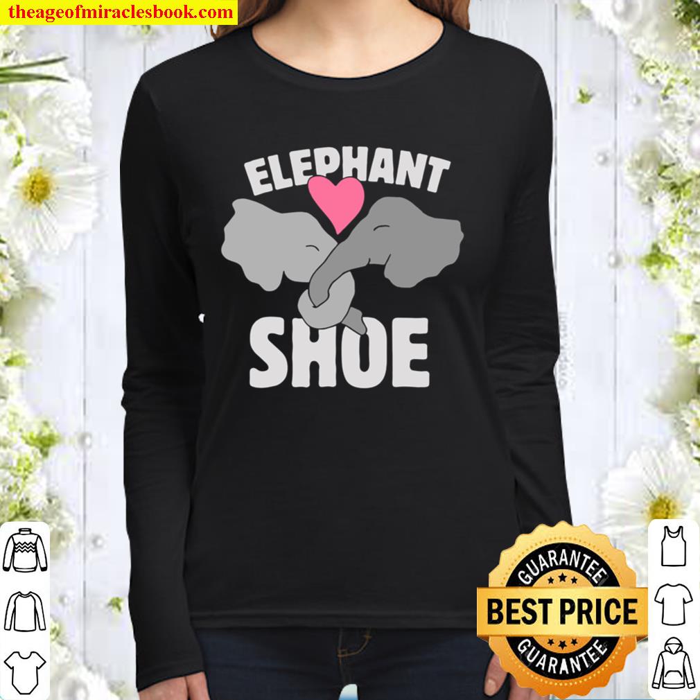 Elephant Shoe Tshirt Funny Elephants Shoes Valentine’s Day Women Long Sleeved