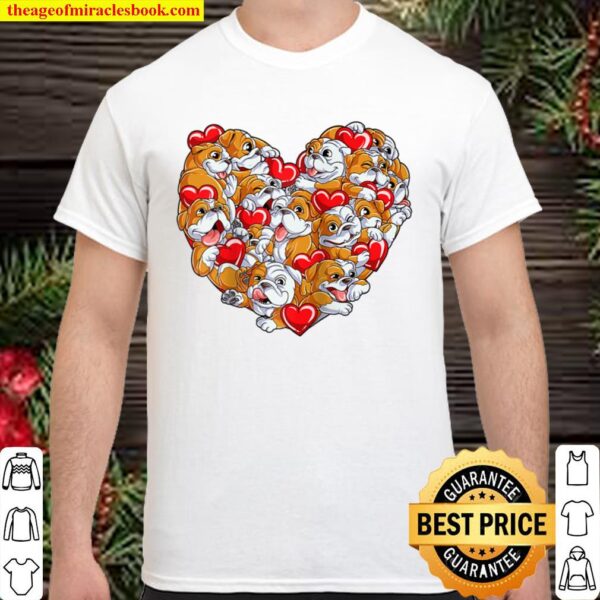 English Bulldog Heart Valentines Day Gifts Men Dog Lover Raglan Baseba Shirt