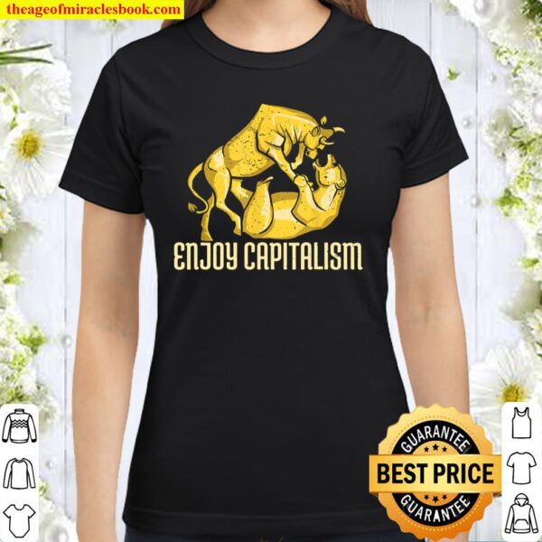 Enjoy Capitalism Bull Bear Fight Stock Wallet Animals Share Classic Women T-Shirt