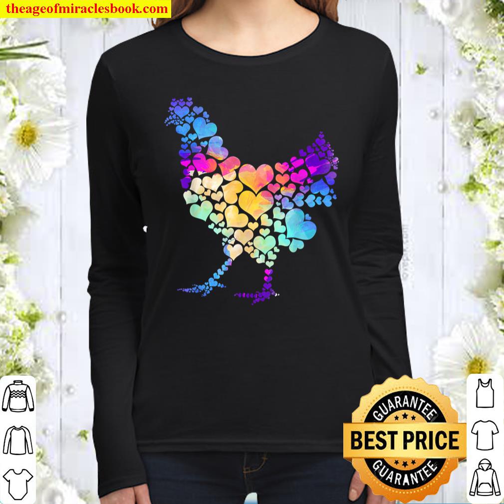 Farm Animal Valentine_s Day Gift Colourful Chicken Women Long Sleeved