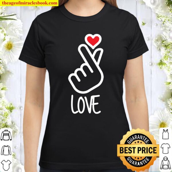 Finger Heart Shape Cute Asian Kpop Style Finger Shape Heart Classic Women T-Shirt