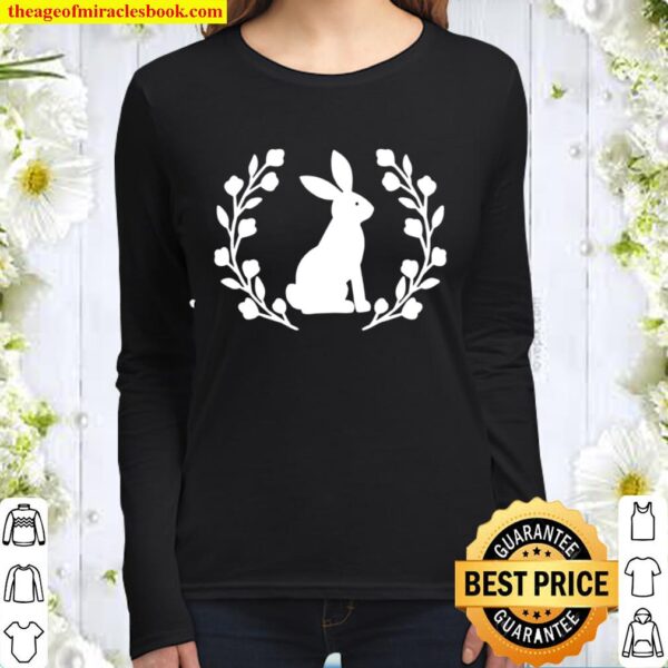 Floral Rabbit Shirt, Bunny Shirt, Easter Shirt, Nature Lover, Rabbit S Women Long Sleeved