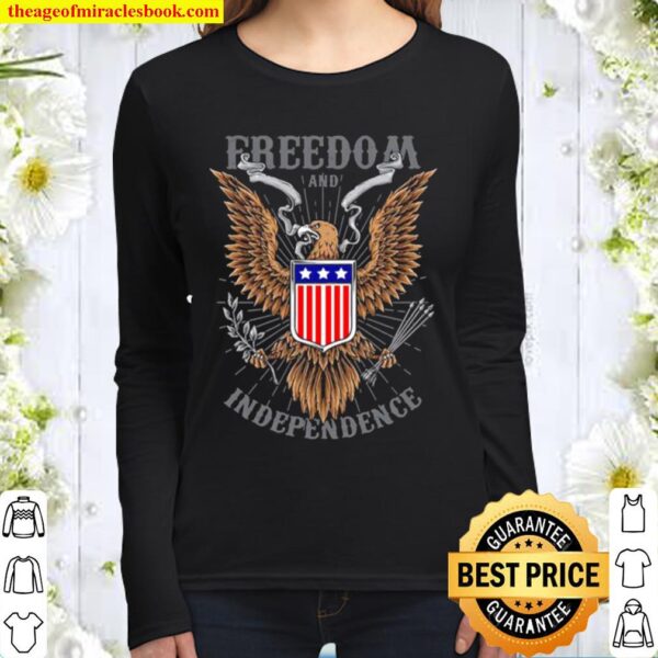 Freedom And Independence Eagle American Flag Women Long Sleeved