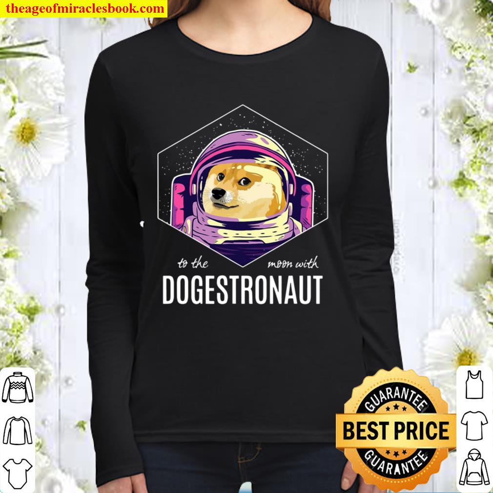 Funny Dogestronaut Dogecoin Meme Crypto Women Long Sleeved
