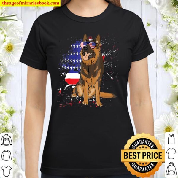 Funny German Shepherd Independence Day Classic Women T-Shirt