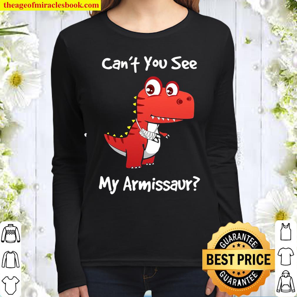 Funny Get Well Broken Arm Gift Dinosaur With A Cast Women Long Sleeved