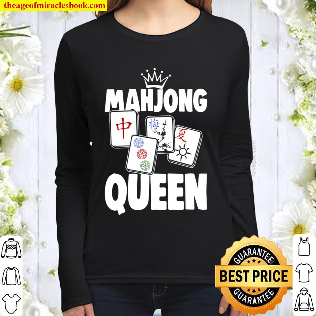 Funny Mahjong Queen Tee Shirts Women Game Lovers Gifts Women Long Sleeved