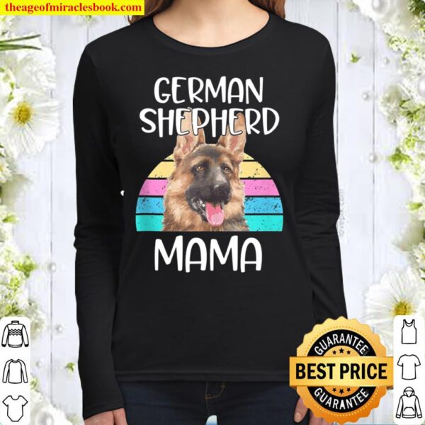 German Shepherd Mama Funny Retro Gsd Dog Breed Owner Gift Women Long Sleeved