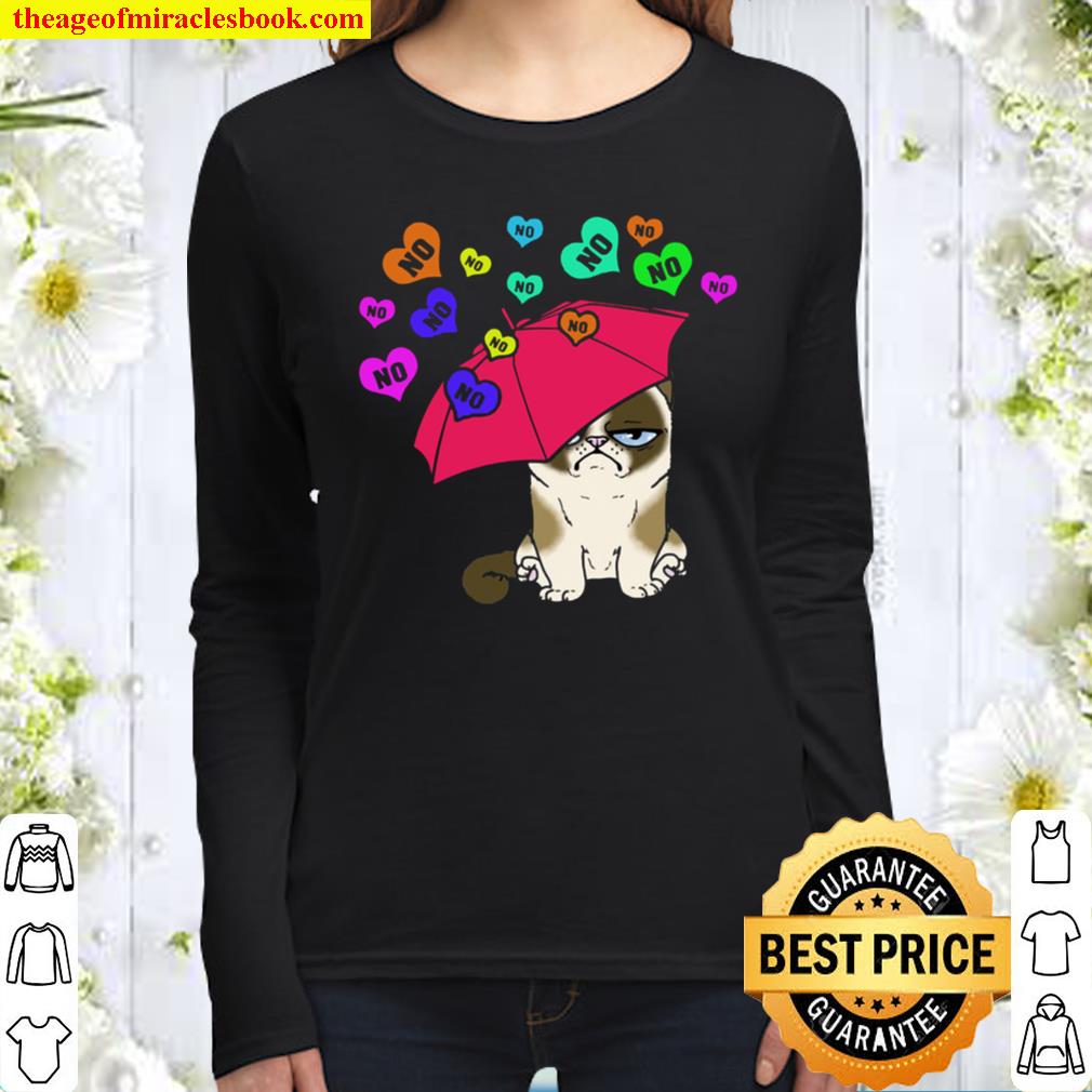 Grumpy Valentine’s Day Cat No Candy Women Long Sleeved