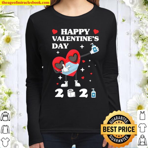 Happy Valentine’s Day 2021 With A Dabbing Heart In A Mask Women Long Sleeved