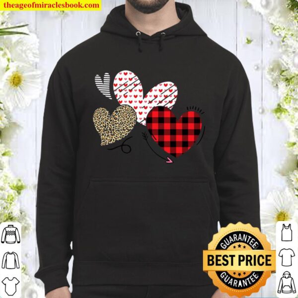 Hearts And Arrows Leopard Plaid Valentines Day Shirts Women Hoodie