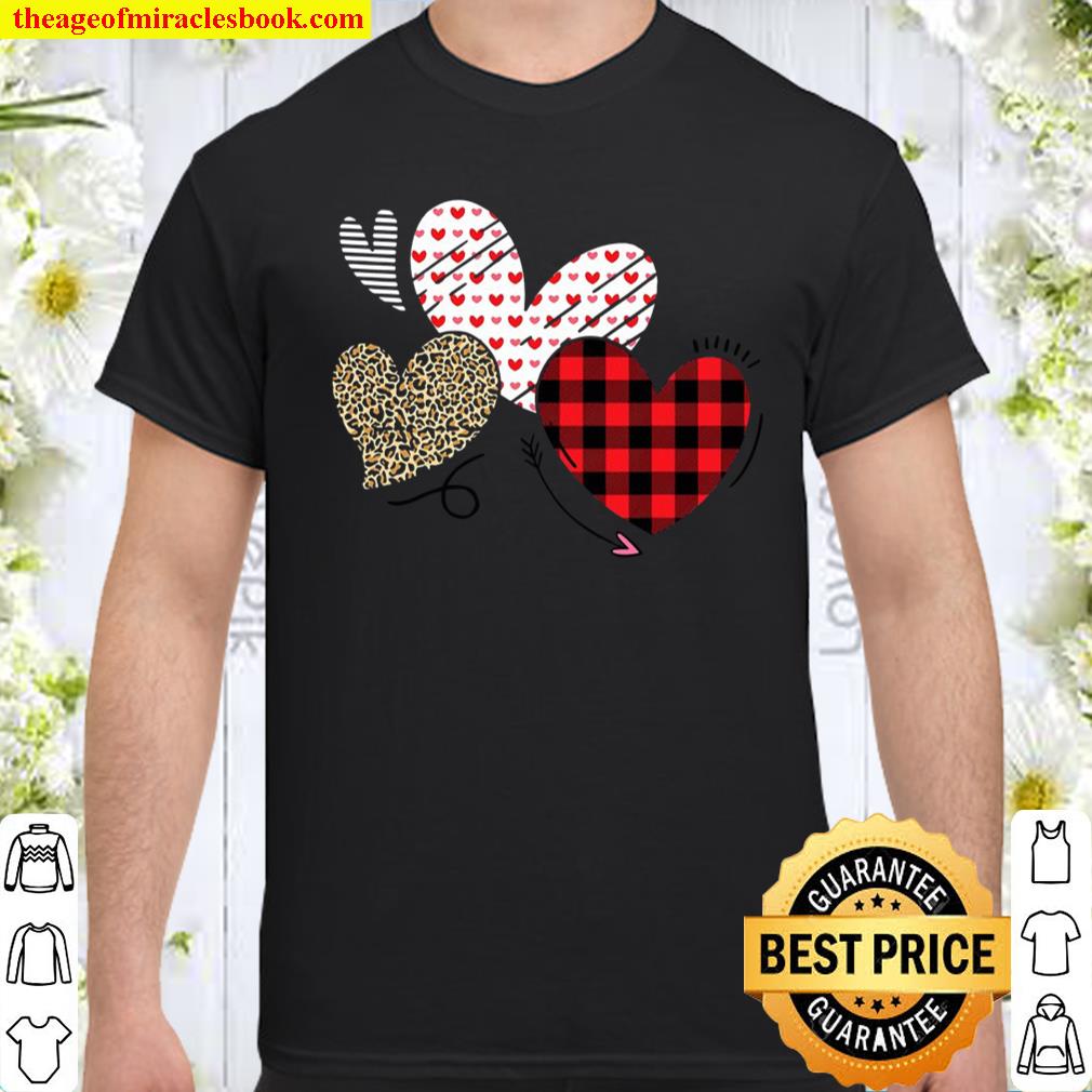 Hearts And Arrows Leopard Plaid Valentines Day Shirts Women shirt
